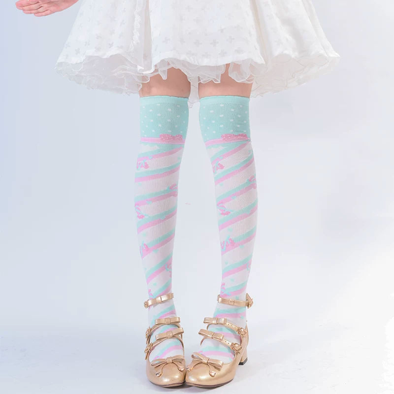 roji roji - Little Candy - Over-the-Knee Socks with Narrow or Wide Stripes
