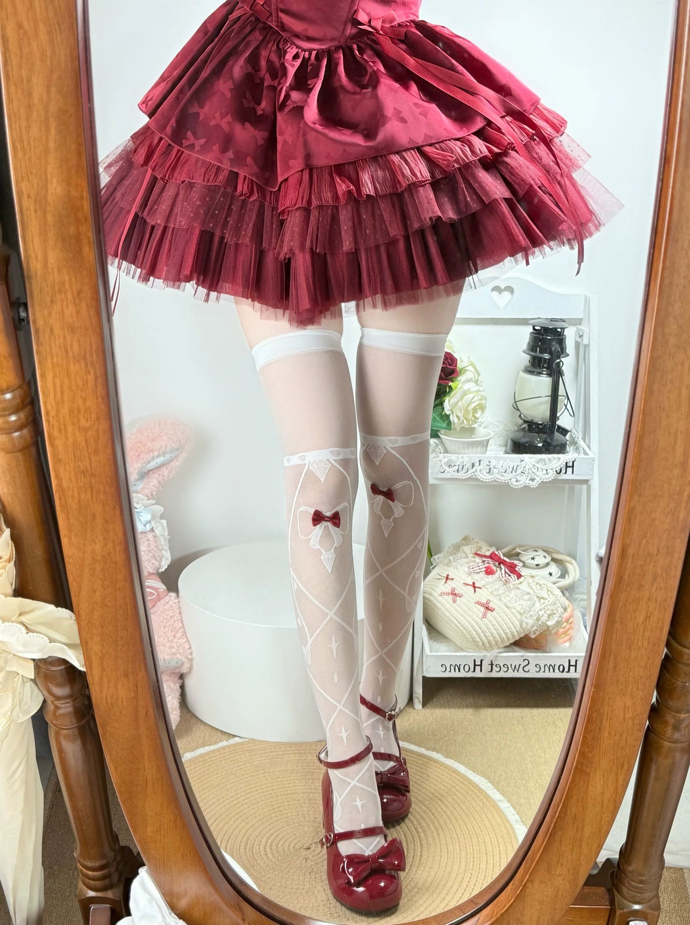 Fantasy Doll - Bow Lattice - Over-the-Knee Stockings with Bow Motifs