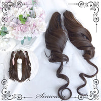 Sinwavy - Oil Painting Series - dark-brown long curly twin-tail wig - Dark brown - ponytail pair only