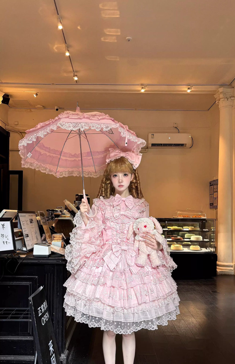 Sugar Girl - Love Overture - Sweet Lolita JSK Dress, Tiered Ruffles and Heart Lace