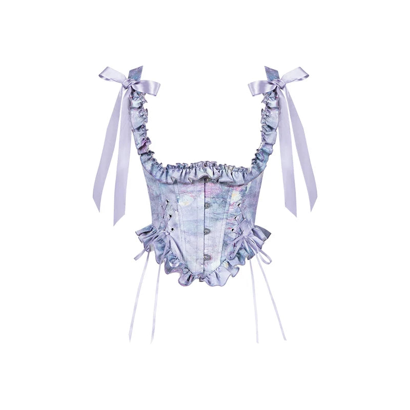 With PUJI - Wisteria in the Mist - Classic Lolita OP Dress, Boned Bodice Detail detail view 9