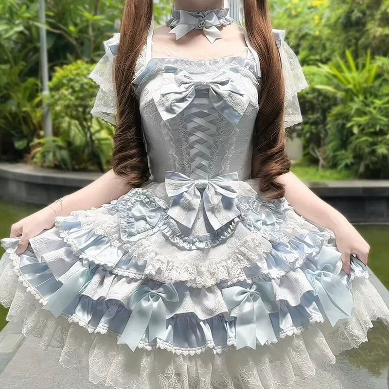 Creamy - Balletcore Sweet Lolita Dress - Pale blue one-piece Lolita