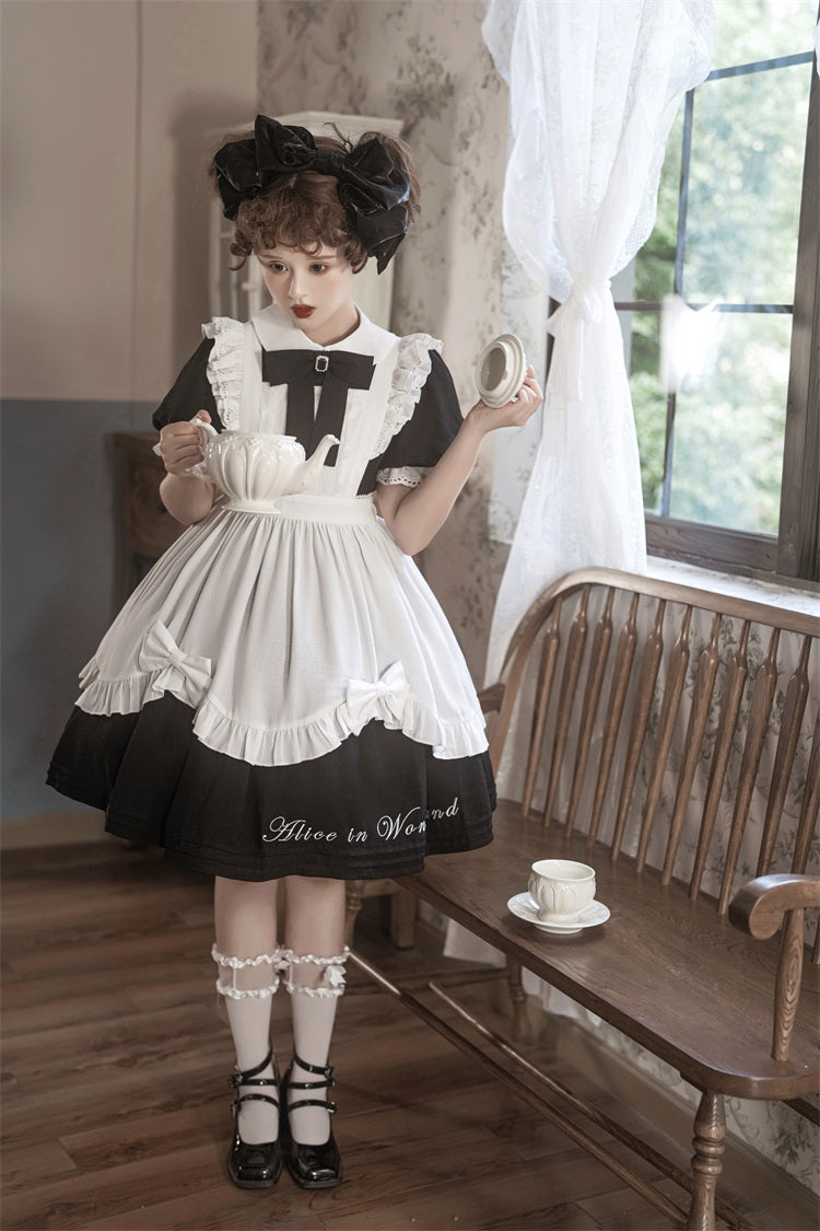 Letters from Unknown Star - Sweet Alice - Short Sleeves Maid Lolita OP