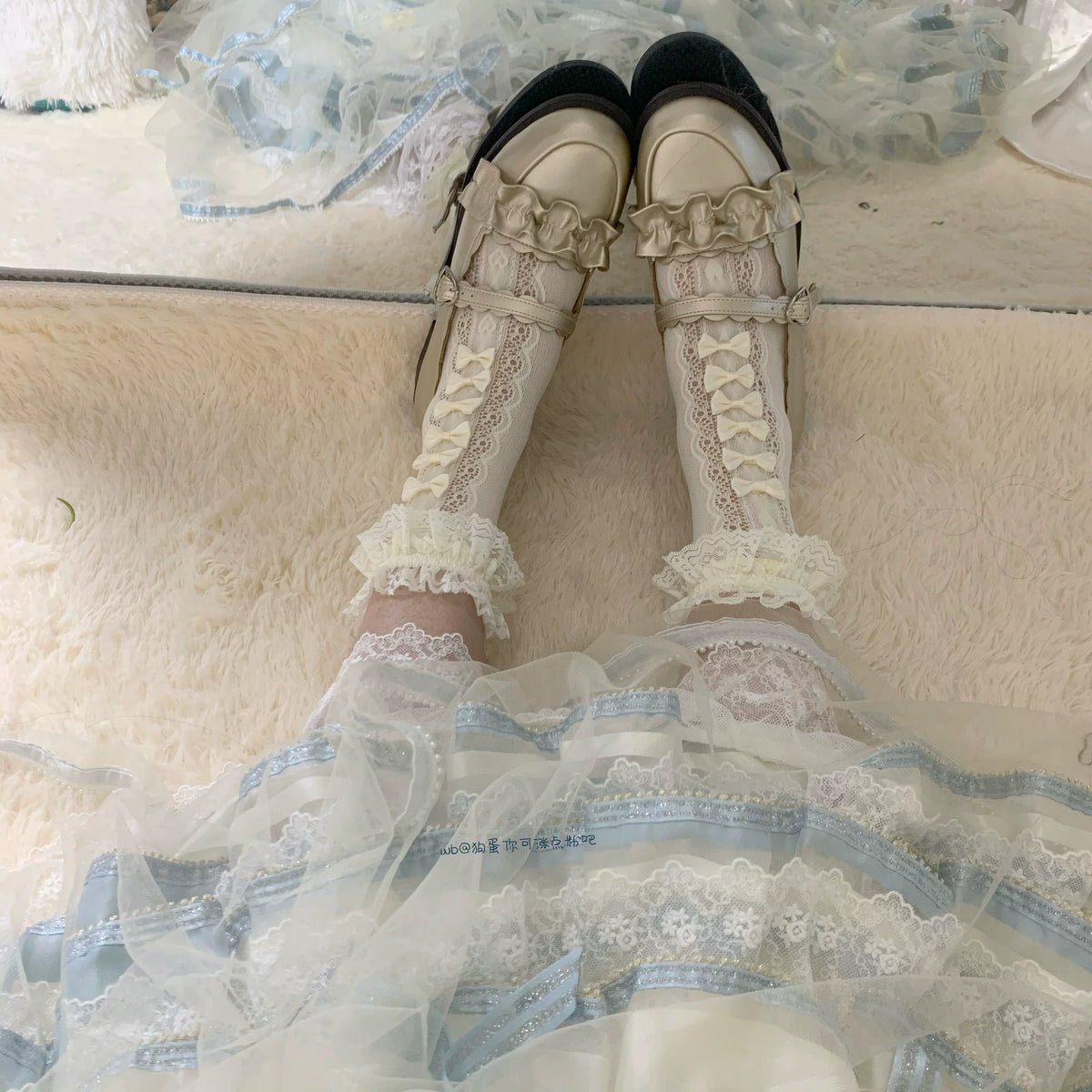 DarkRuby Doris in Dreamland bow-lace Lolita socks - view 3