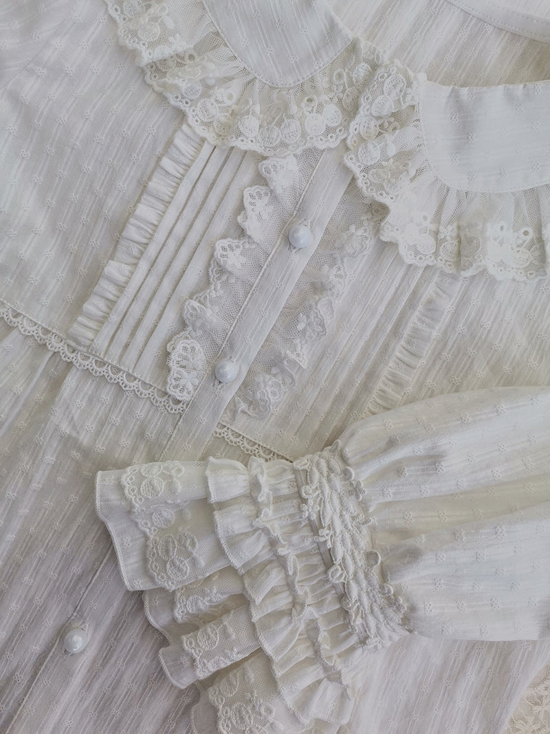 Yilia - Long Sleeve Lovely Lolita Cotton - Blouse Innerwear
