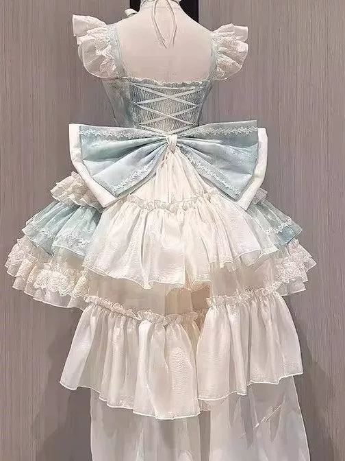 Sweetheart Dream Machine - Summer Ballet - Mint-and-White Skirt and Train Set with Lace Ruffles