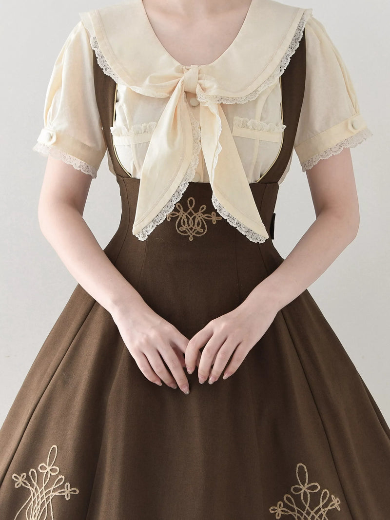 MIST - Cotton Kawaii - Lolita blouse with a lace-trimmed sailor collar