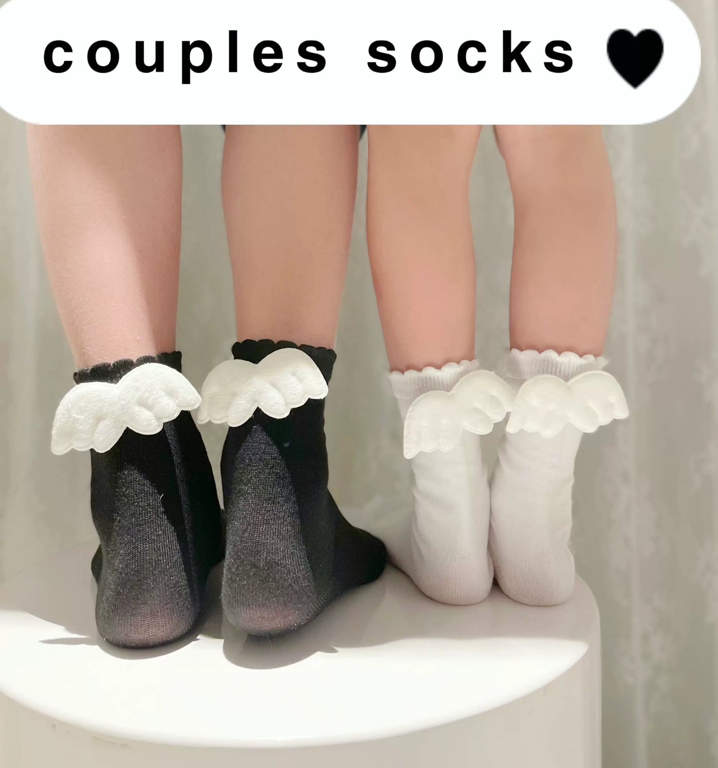 Fantasy Doll - Angel Wing - Ankle Socks with White Wing Appliqués