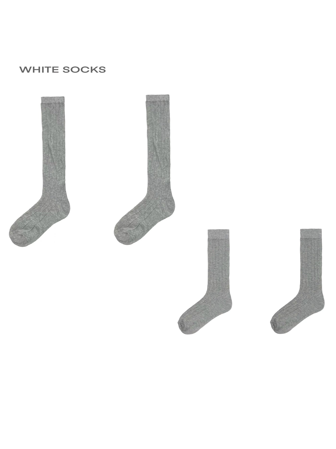 White Socks - Vertical Stripe - Ribbed Calf Socks with Slouch Folds