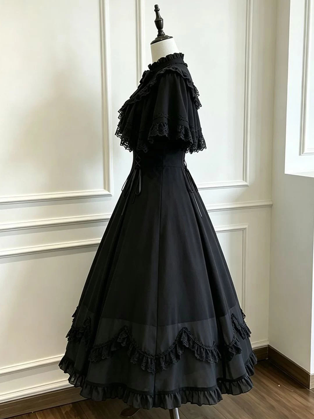 Creamy - Midnight Lace - Black OP Dress with Ruffled Lace Trim