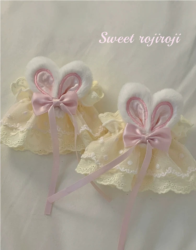 Roji Roji - Cute Lolita Bunny Ears Cuffs Lace - Summer Butterfly Hand Sleeves Hand Accessory