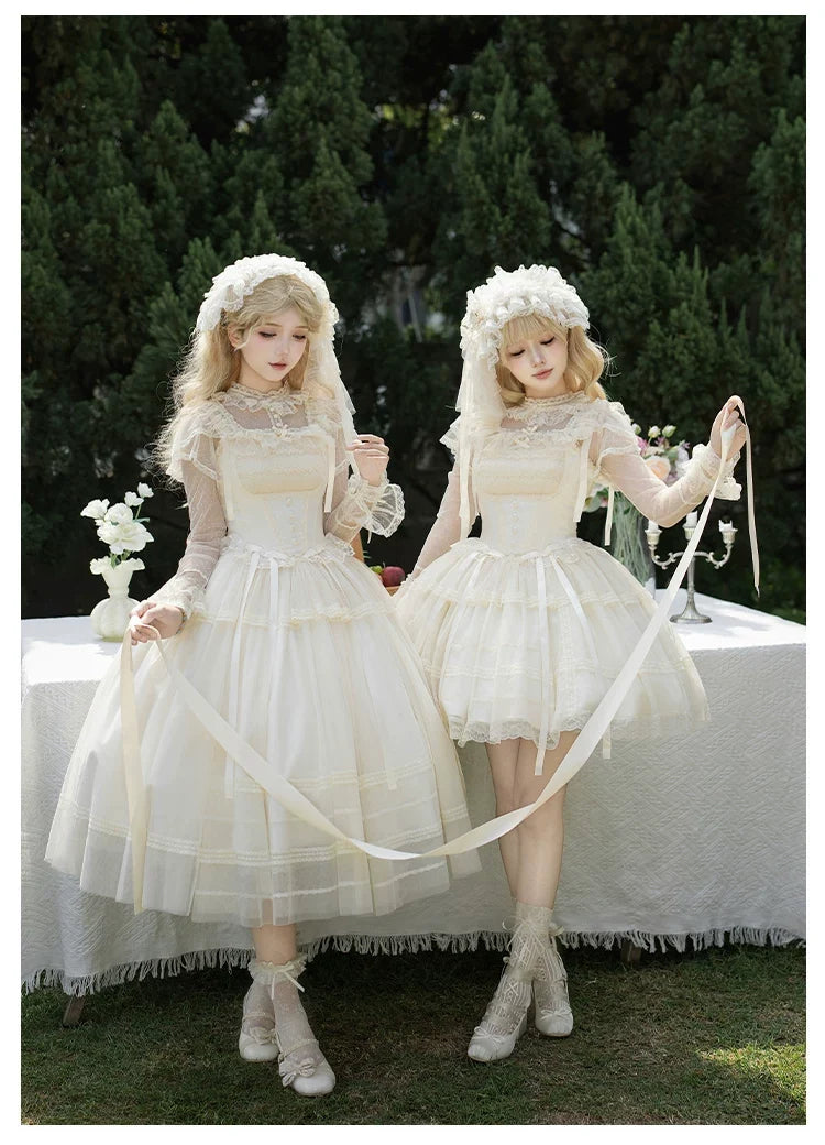 With PUJI - Confession Poem - Classic Lolita Corset JSK Set, Lace & Bows