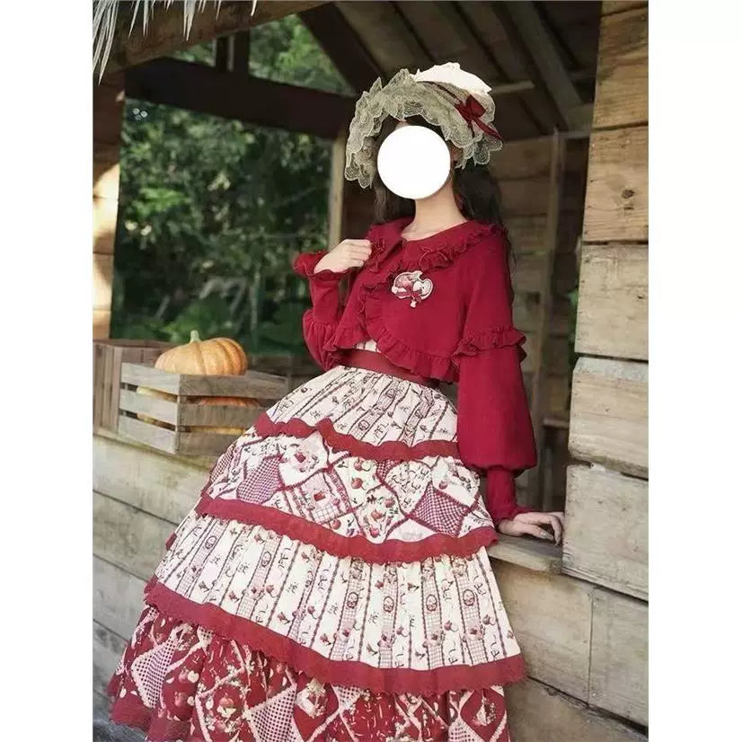 Sweetheart Dream Machine - Pinecone Doll - Short knitted cardigan with a ruffled doll collar