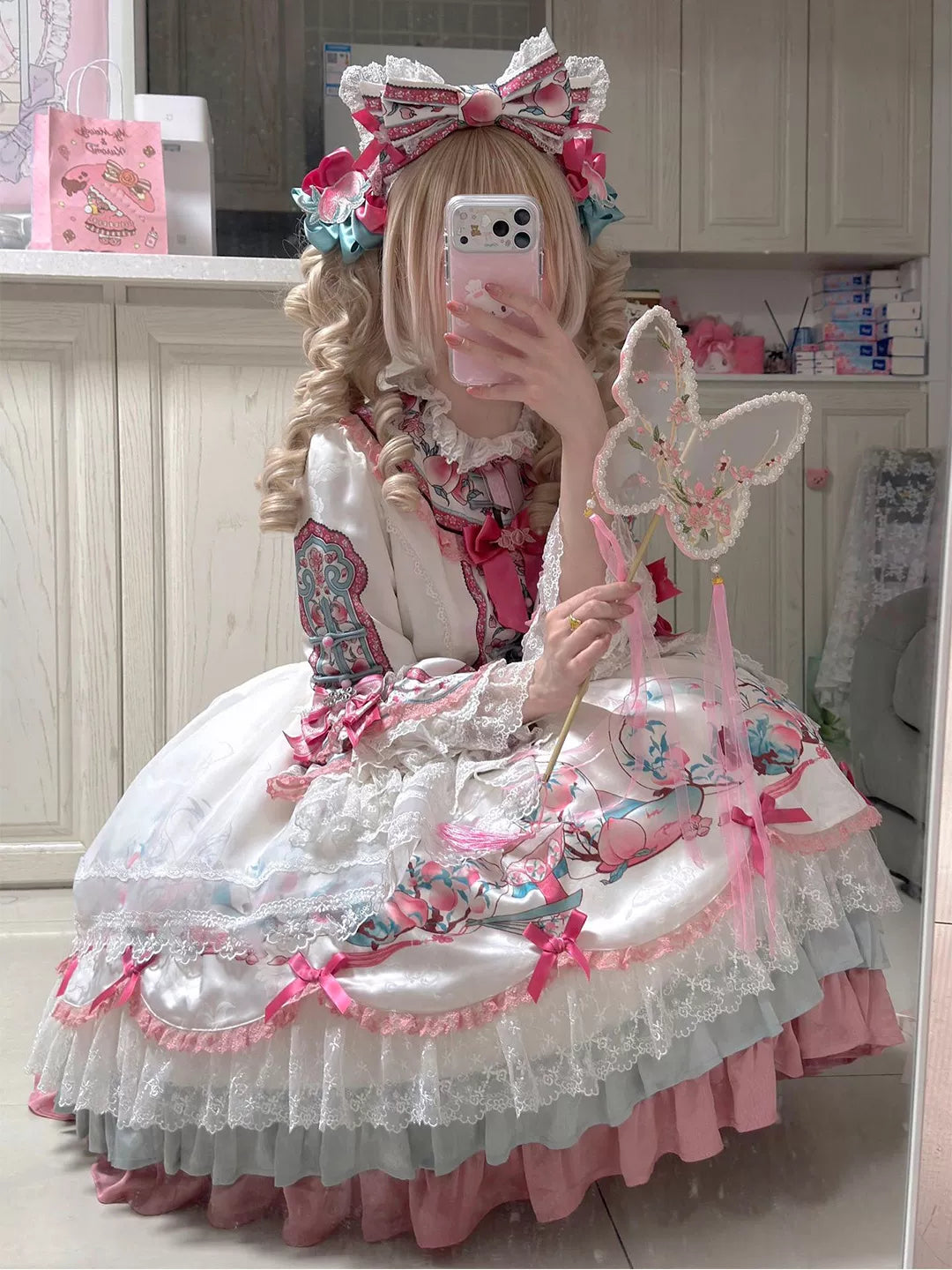 Creamy - Pink Peach - Chinese-Inspired Princess Dress with Peach Motifs