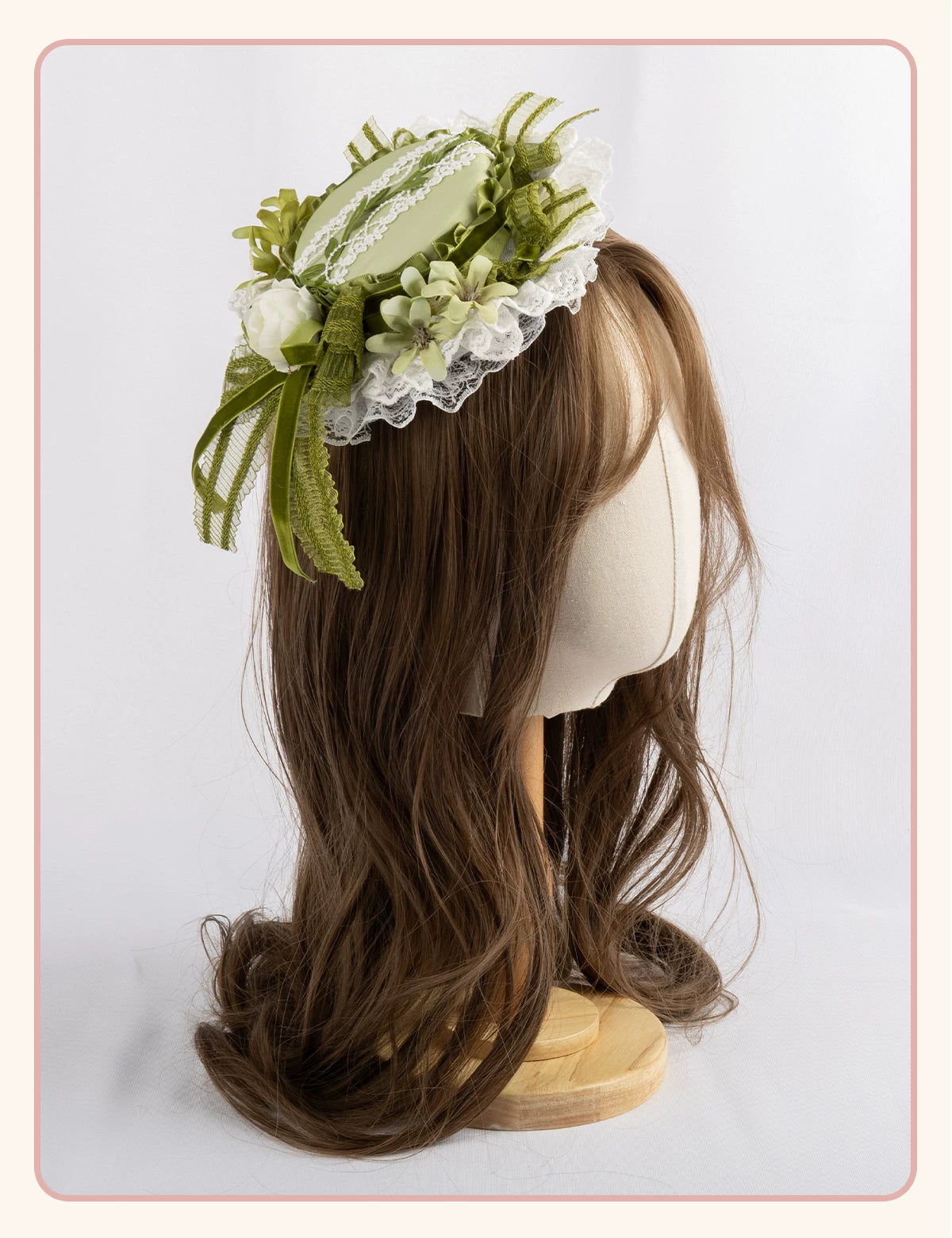 Stardust Rose - Lily of the Valley Woodland - Green Lace Lolita Headwear with Floral Ribbons