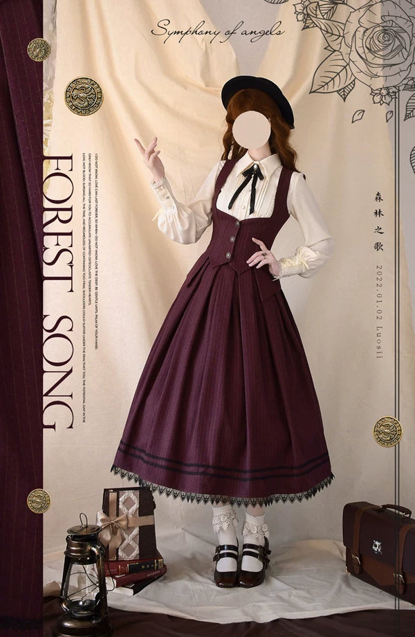 Forest Song - Griffin's Promise - Striped Plaid Lolita Skirt