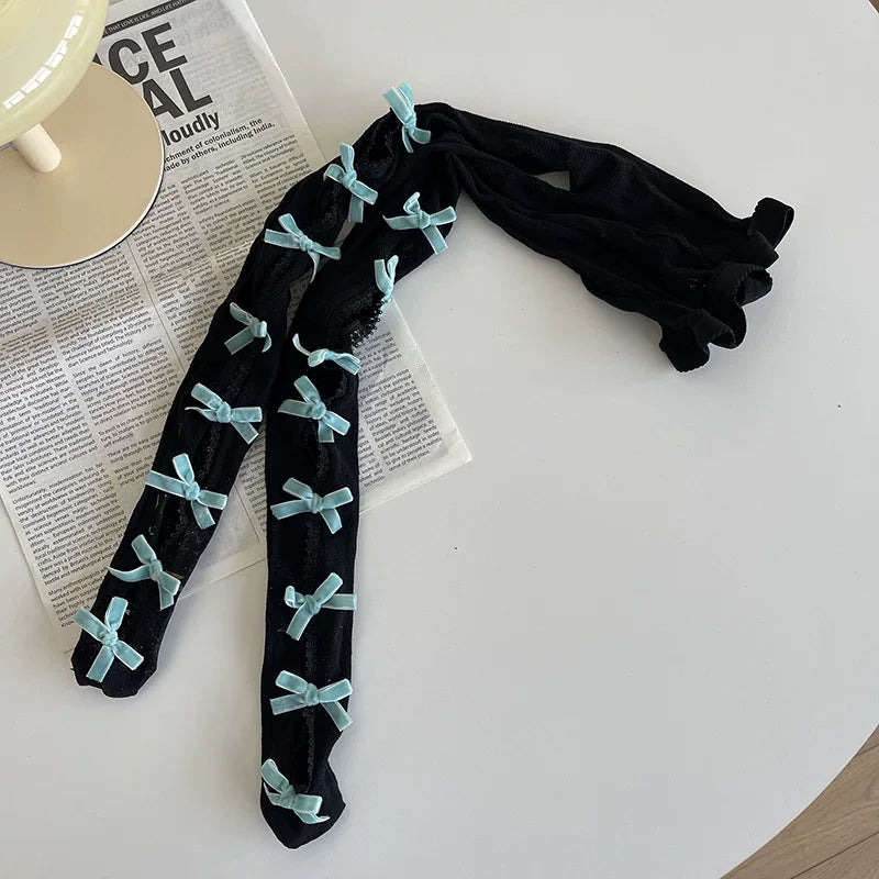 Sock Noble - Bow Lace Cutout - Tights with Openwork Lace Panels