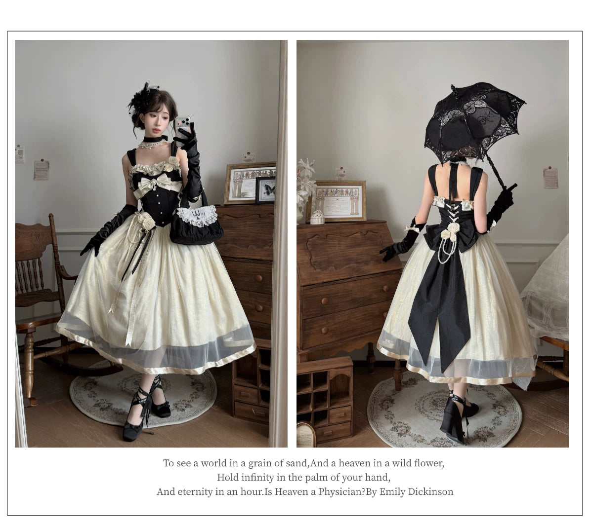 Thousand Wood - Paris Souvenir - French Classical JSK with Rose Appliques and a Train