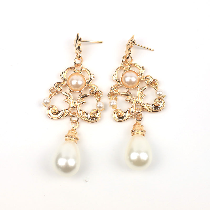 Rose of Sharon - French Lolita Baroque Vintage Pearl - Earrings Earrings