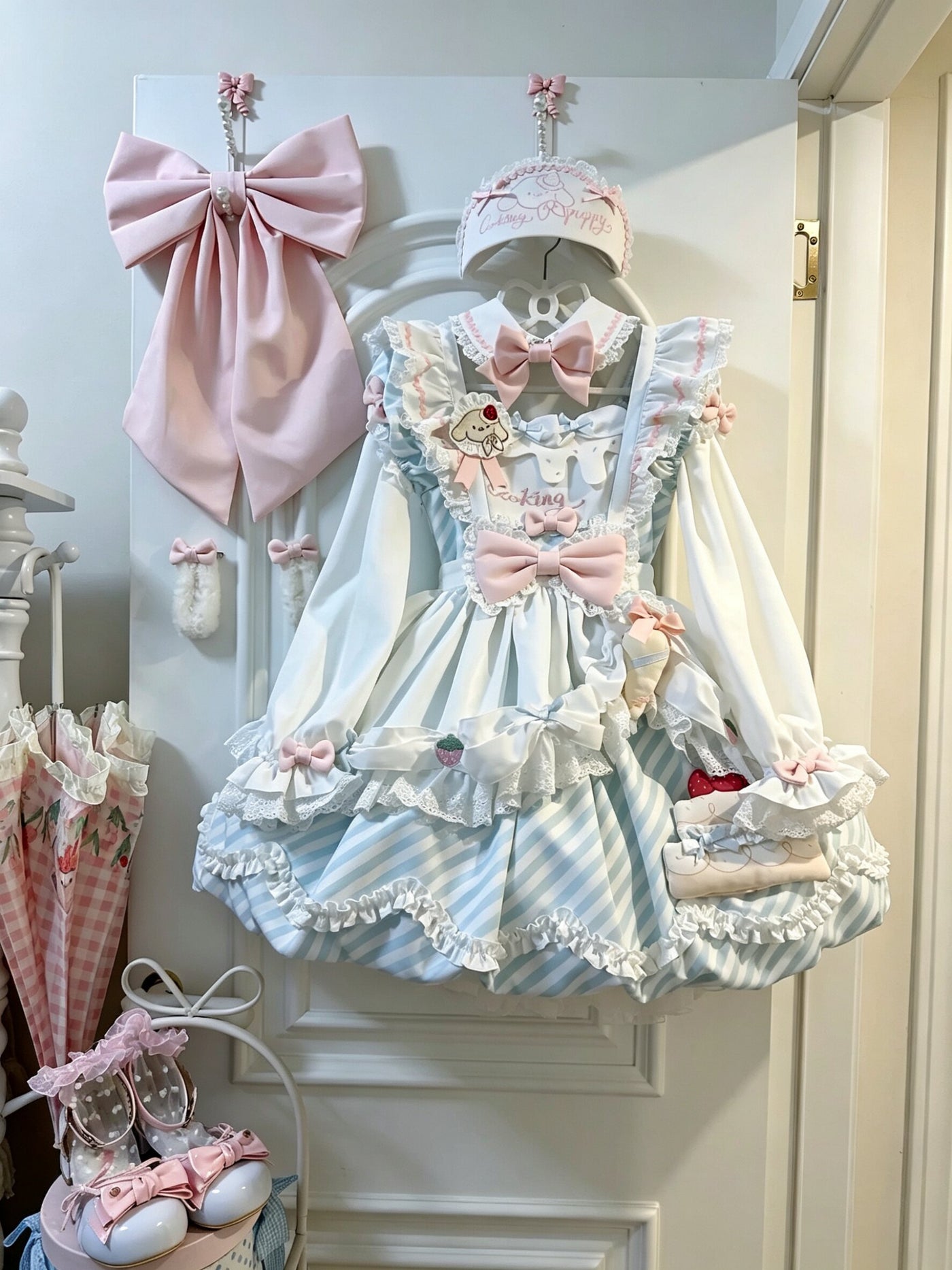 Salty Dots - Puppy Pastry Chef Sweet Lolita OP Dress - Sweet Lolita
