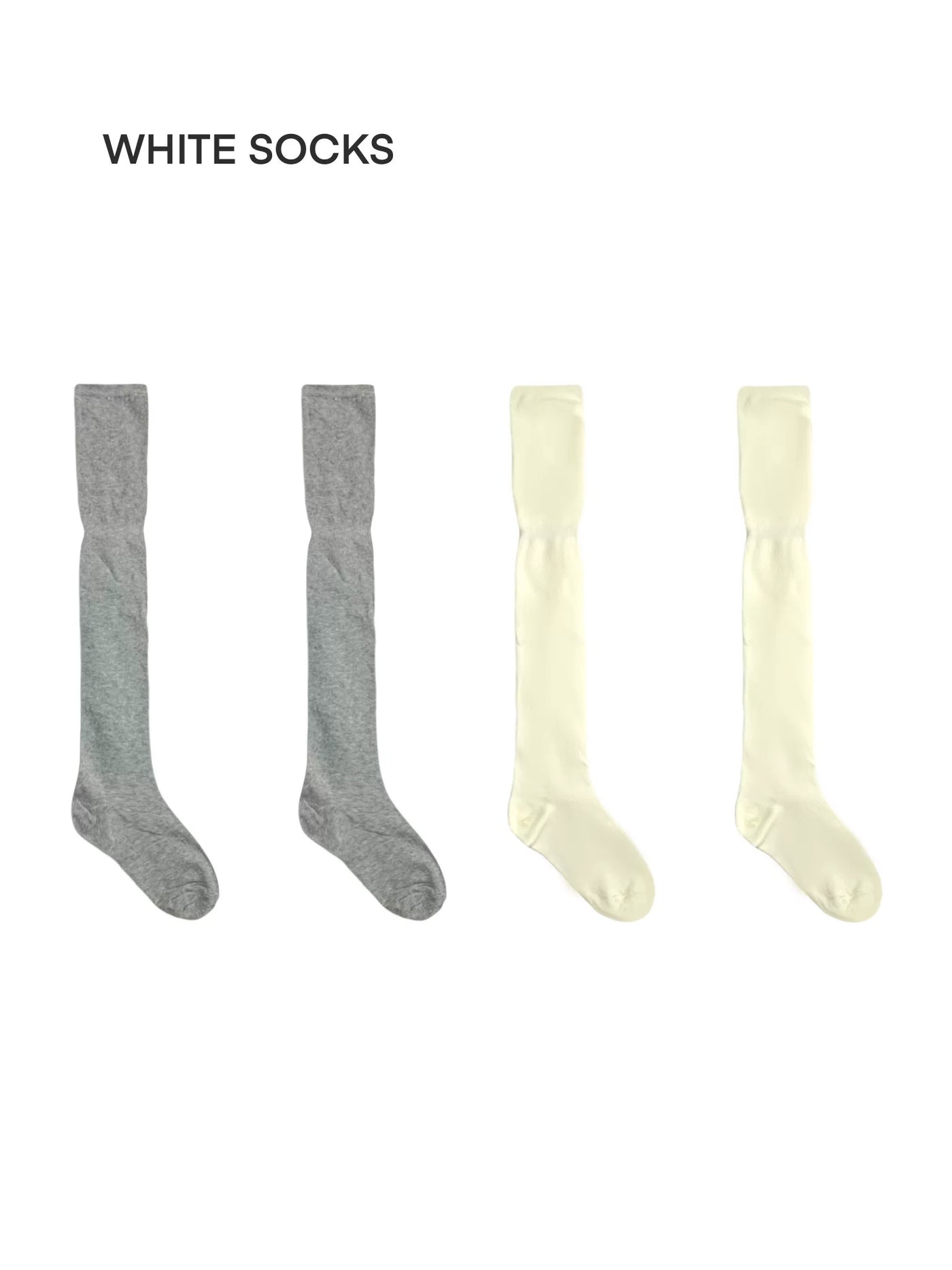 White Socks - Solid-Colour Slouch - Mid-Calf Socks with Gathered Folds