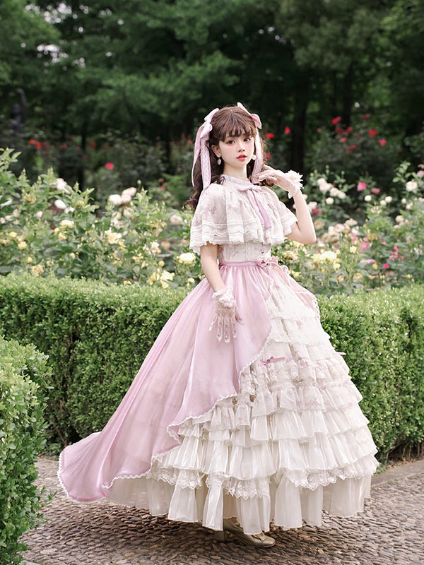 With PUJI - Nanke - Edwardian Collar Classic Lolita OP Dress Outfit product view
