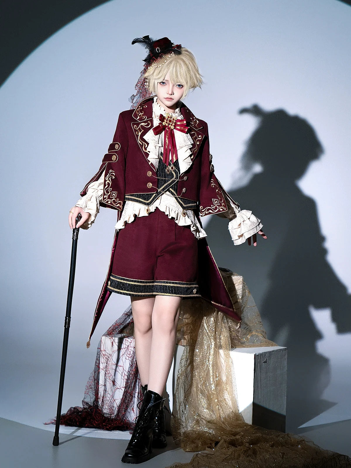Letters from Unknown Star - Heir - Military Ouji Lolita Blouse, Coat & Shorts Set