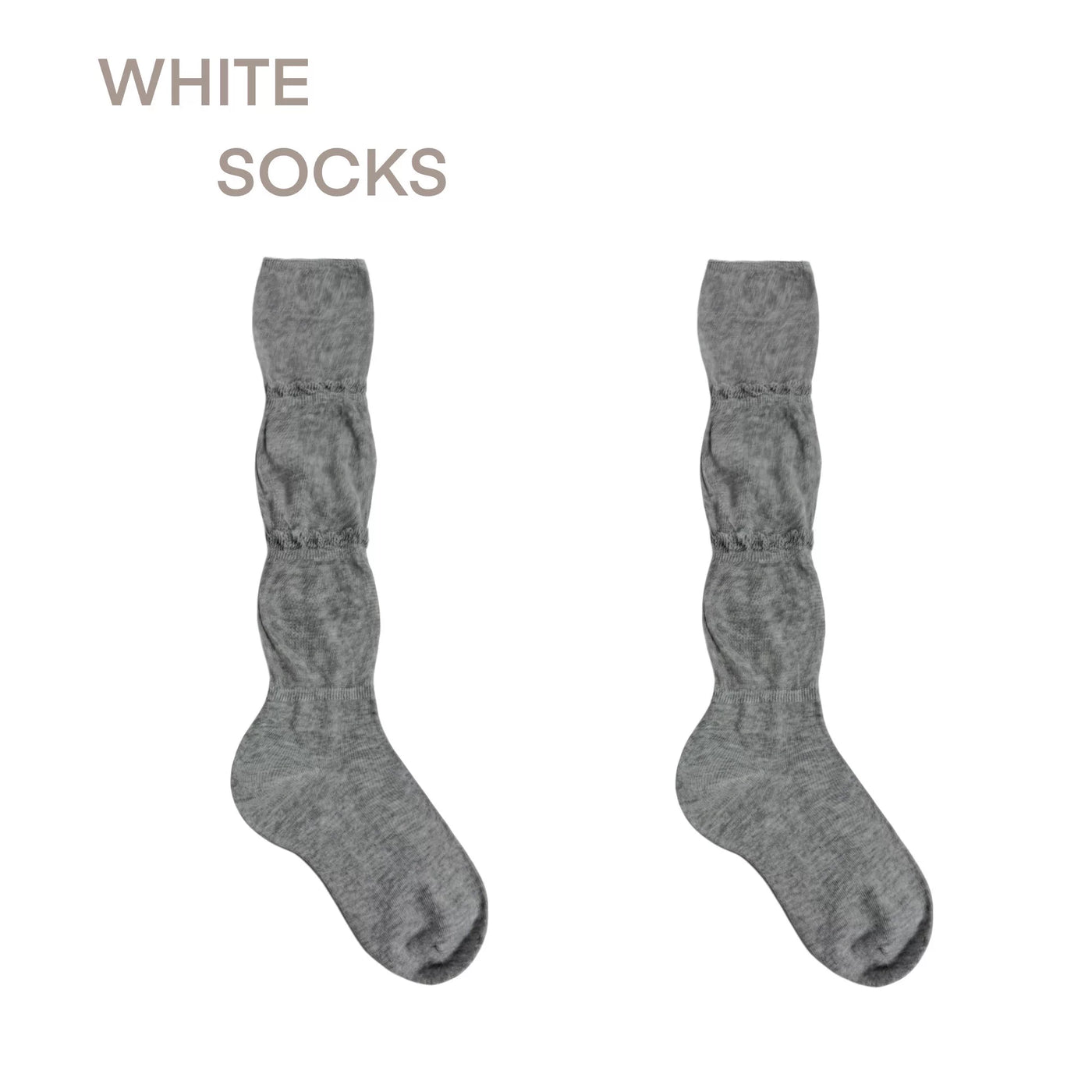 White Socks - Ruffle Slouch - Slouch Mid-Calf Socks with Ruffle Bands