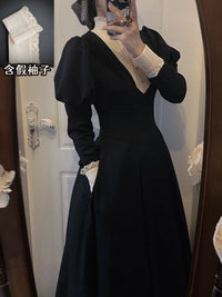 Nocturne Sister – Plus Size Gothic Lolita Separates - Separate-piece set: top + skirt + detachable cuffs / S