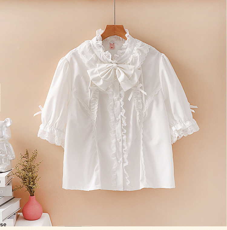 Niu Niu - Plus Size Sweet Lolita Blouse with - Ruffles, Peter Pan Collar Innerwear