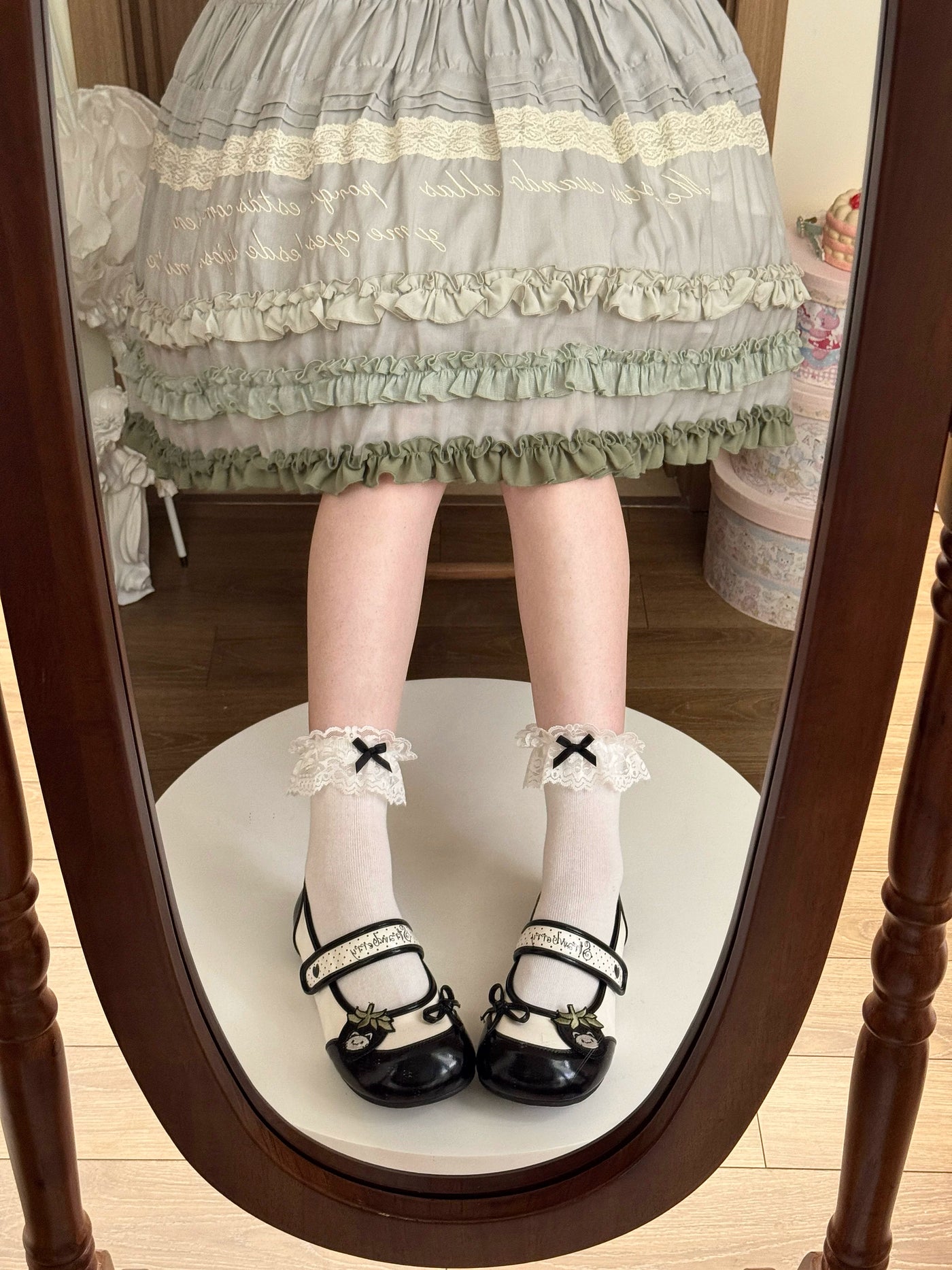 Fantasy Doll - Fresh Lace Bow - Cotton Short Socks with Lace Cuffs