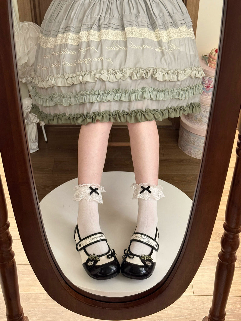 Fantasy Doll - Fresh Lace Bow - Cotton Short Socks with Lace Cuffs