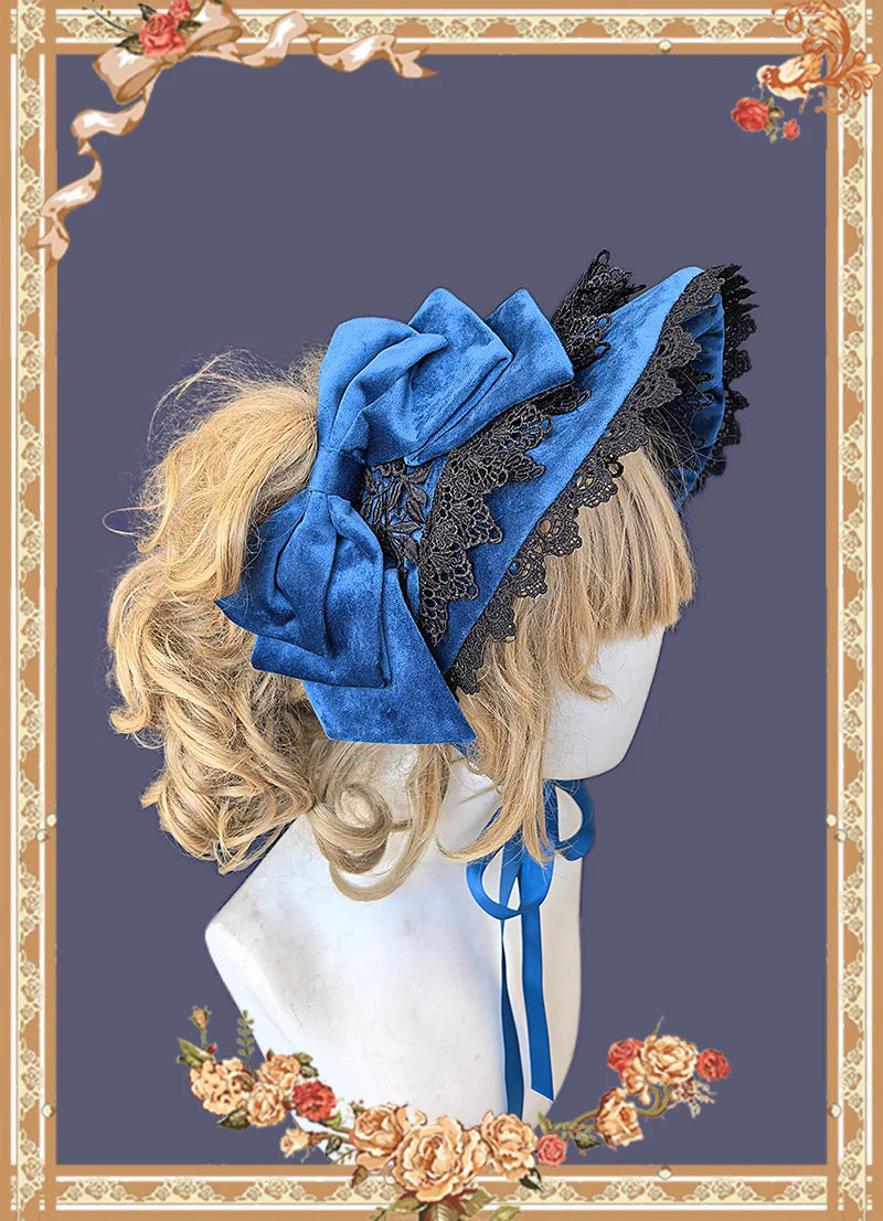 Infanta - Rose Sanctuary - Open-Crown Velvet Bonnet
