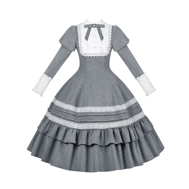 With PUJI - Reminisce - Pile Classic Lolita Dress, Detachable Cape detail view 9