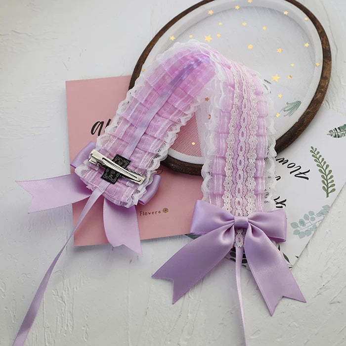 Little Ghost Accessories - Double-Sided Lace - Layered Lace Hairband with Bow
