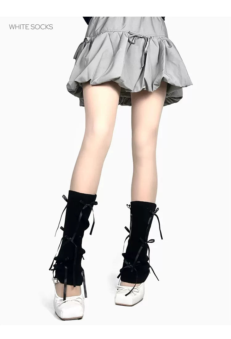 White Socks - Ribbon Ballet - Socks with ribbon bows
