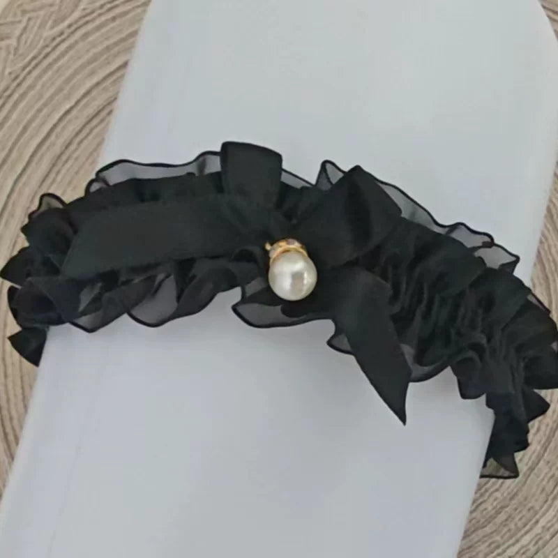 Fantasy Doll - Ribbon Bow - Lace Leg Garters with Satin-Ribbon Bows