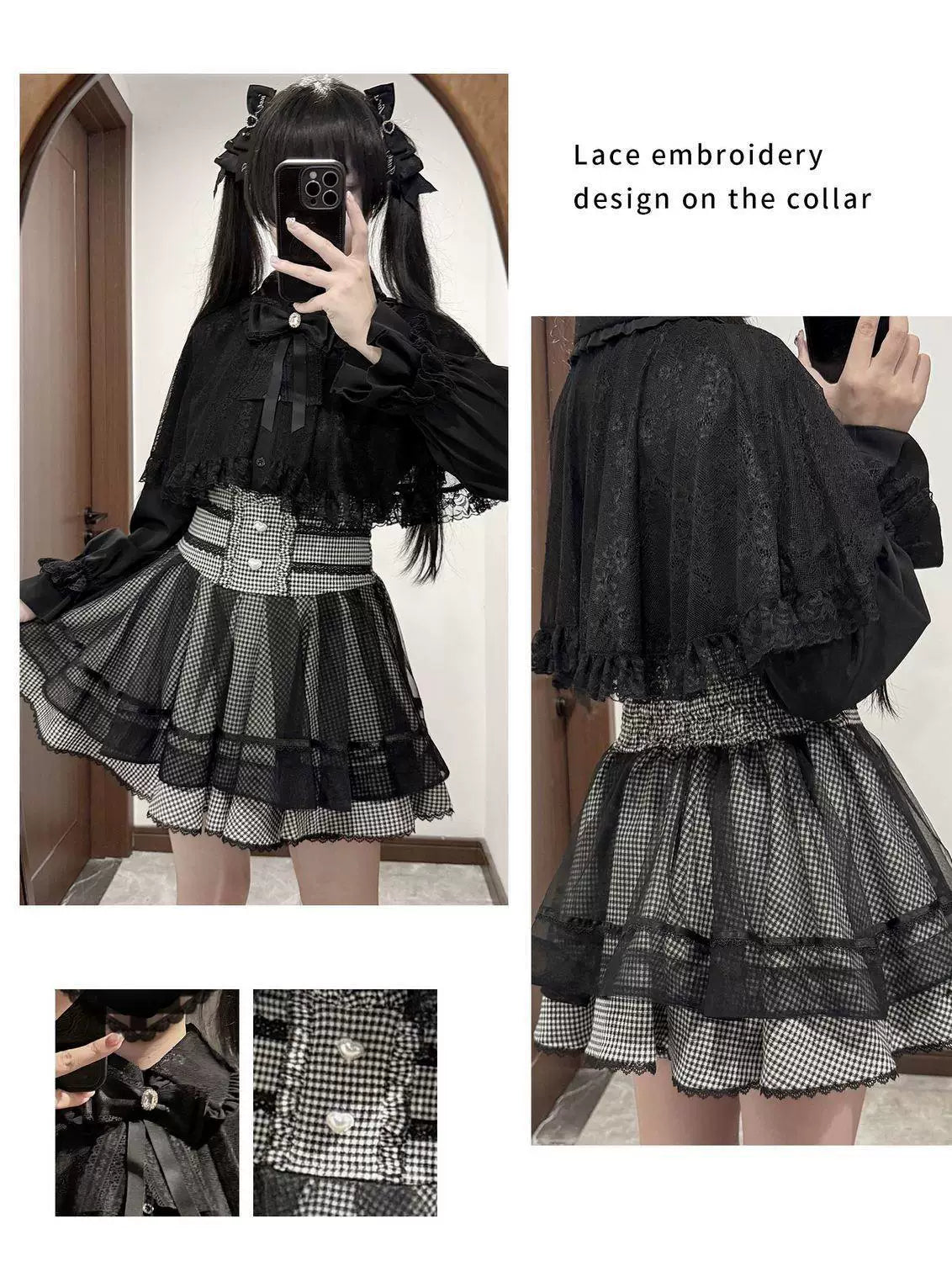 Sweetheart Dream Machine - Lace Cape Set - Two-Piece Lolita Set with Lace Cape Top