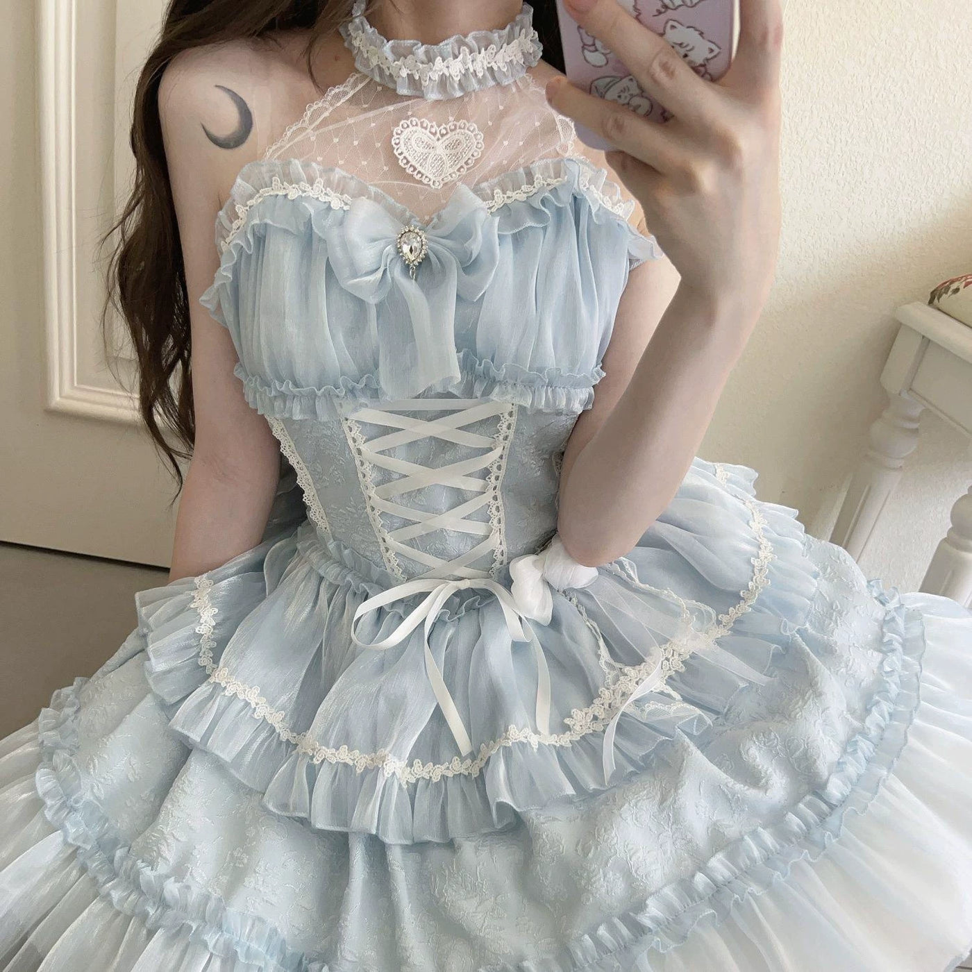 Sweetheart Dream Machine - Freesia Reverie - Halter neck OP dress with a heart detail