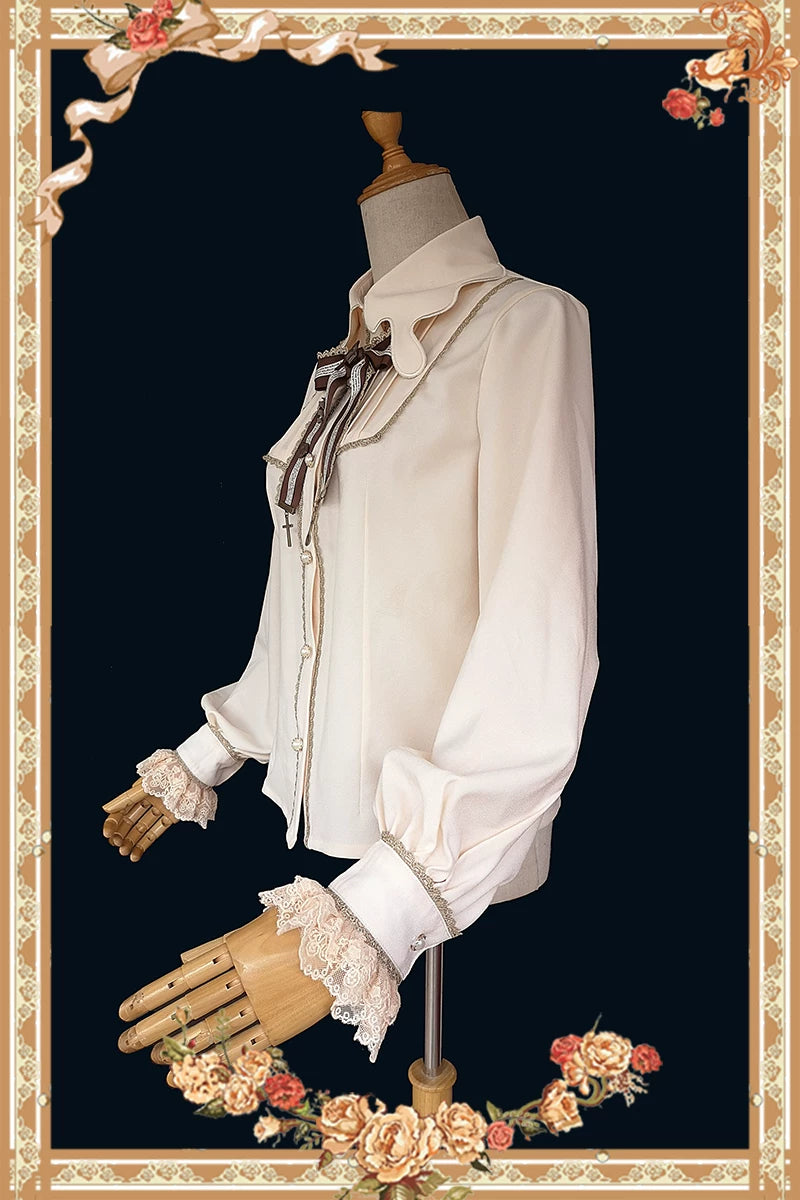 Infanta - Chocolate Drizzle - Embroidered Chiffon Blouse