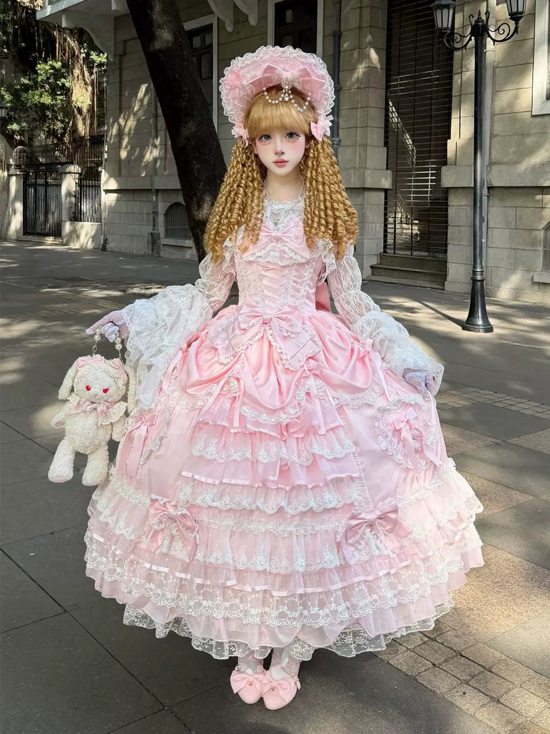 Hanguliang - Curtain Poem - Bridal Sweet JSK Dress with Lace and Ribbon Trim - option image