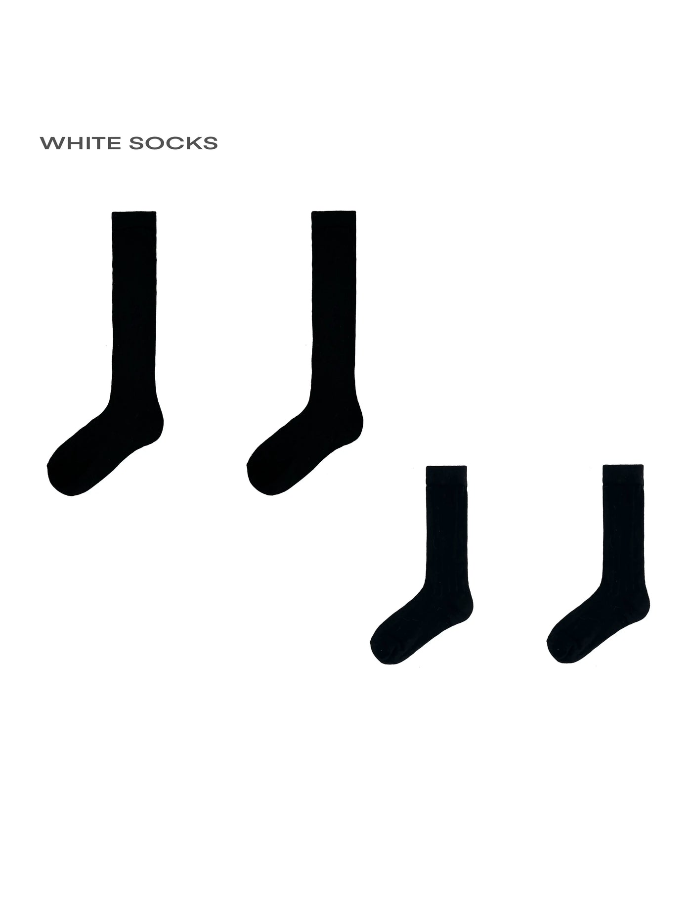 White Socks - Vertical Stripe - Ribbed Calf Socks with Slouch Folds