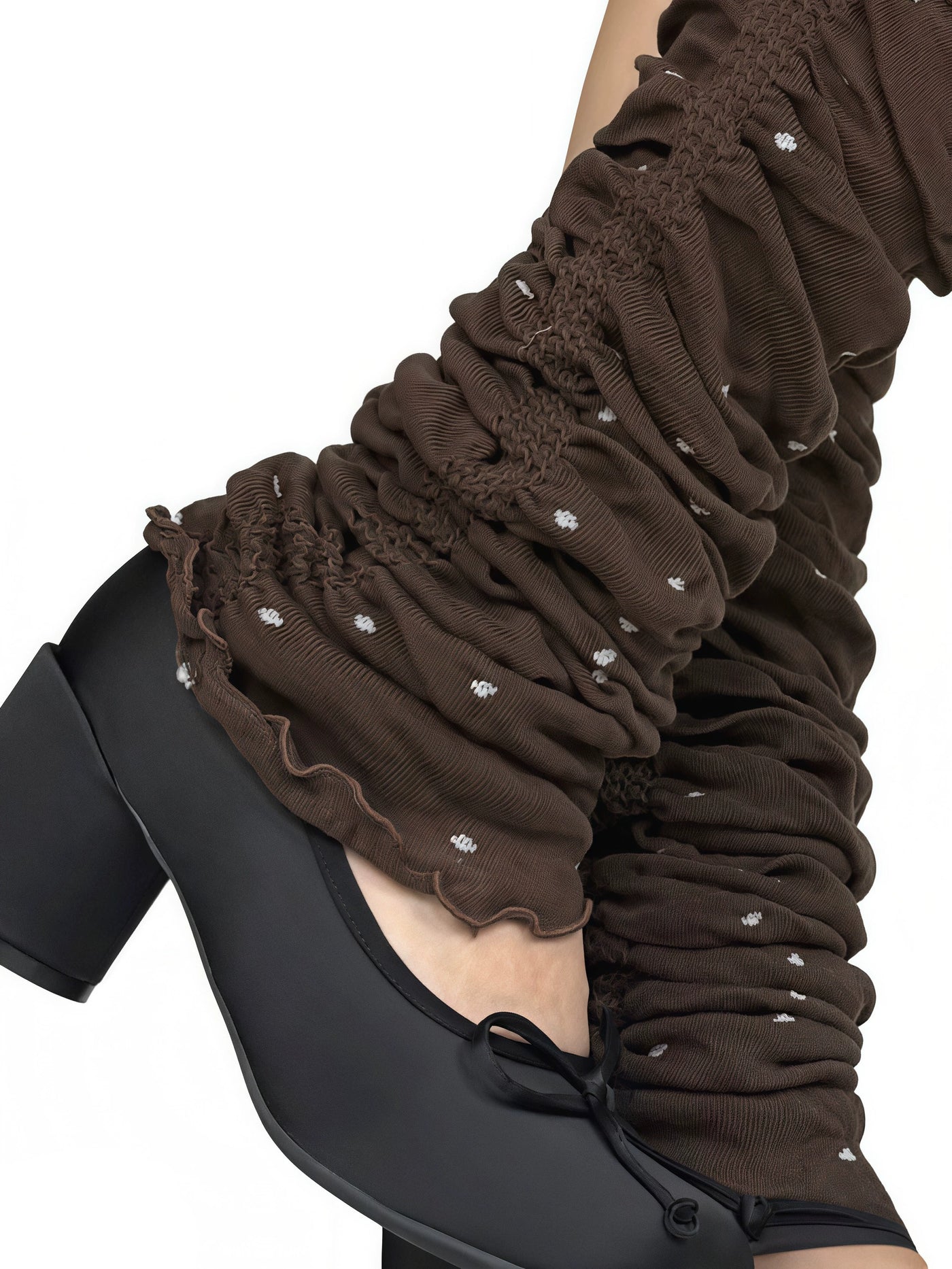 White Socks - Sweet Cool Academy - Polka Dot Ruched Leg Warmers