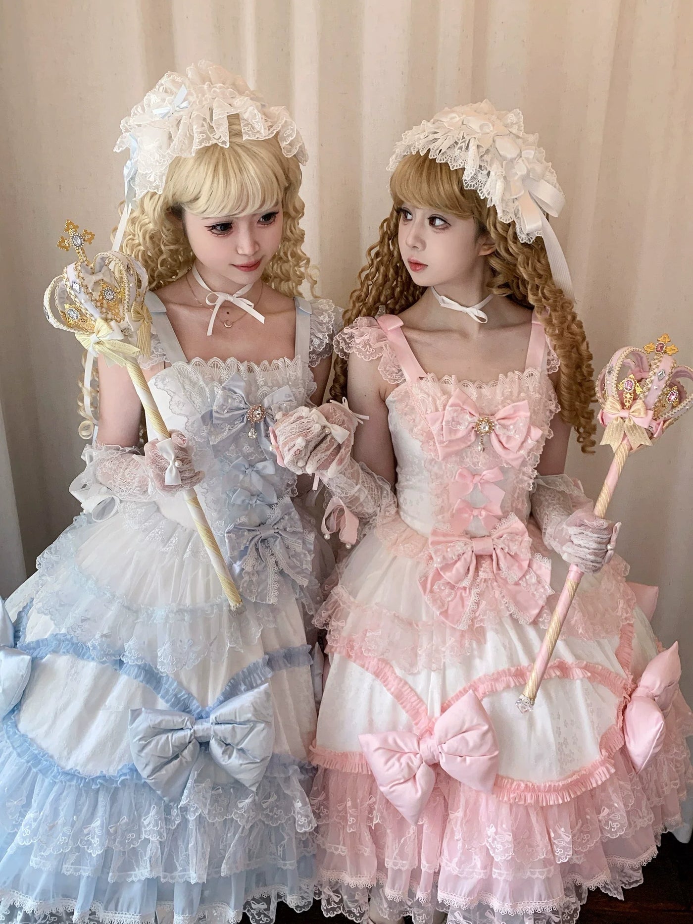 Sugar Girl - Floral Dream Isle - Sweet Lolita Doll-like JSK Dress, Bows & Lace