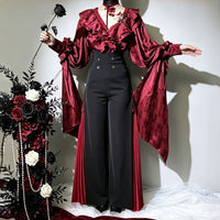 Scarlet Night – Plus Size Gothic Ouji Set - Red Top / S
