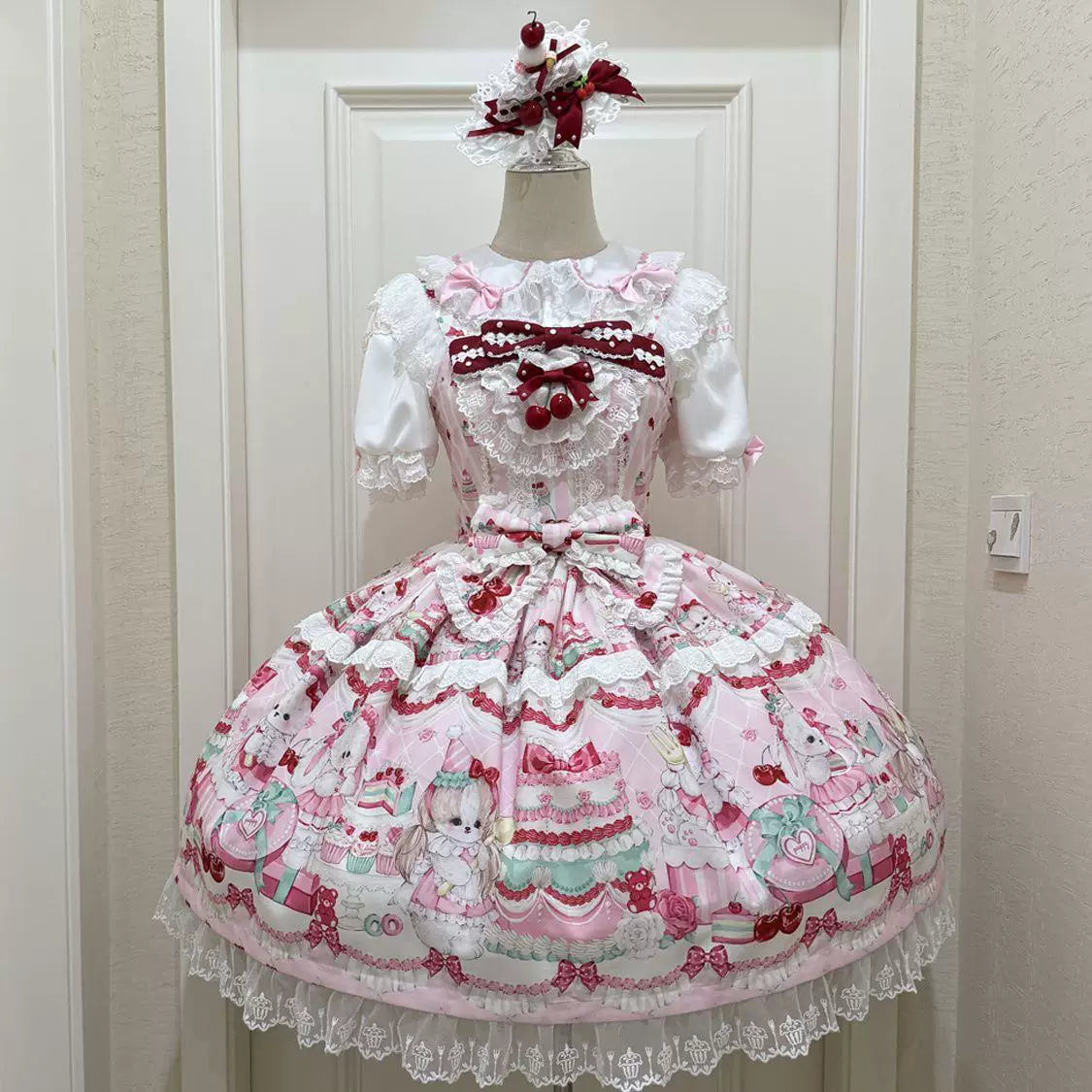 Sweetheart Dream Machine - Original Design - Red, Pink, Blue or Yellow JSK with Layered Lace