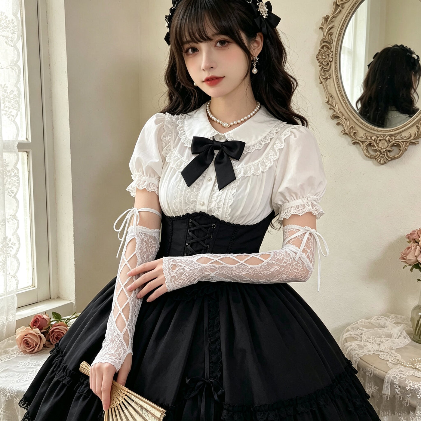 Independent Brand - Lace Arm Sleeves - Arm sleeves or gloves with lace and criss-cross ties