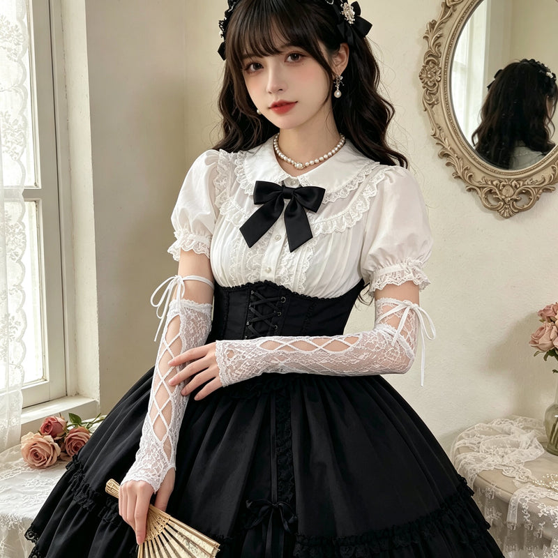 Independent Brand - Lace Arm Sleeves - Arm sleeves or gloves with lace and criss-cross ties