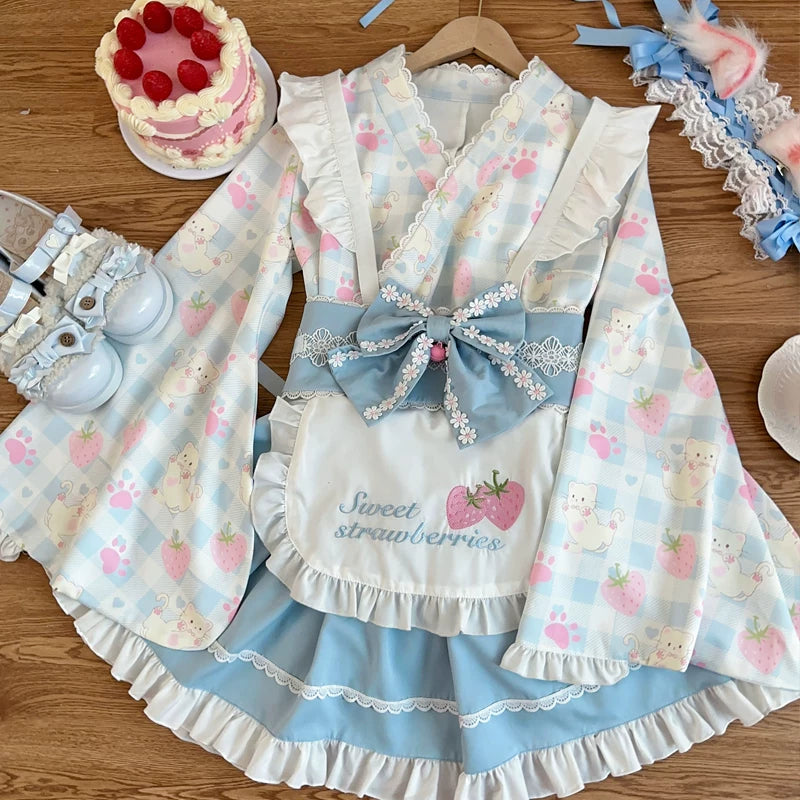 Lady Han Summer Cat Maid dress by Lolita Fetch, featuring a cute maid costume with cat-themed details and a light, summery fabric.