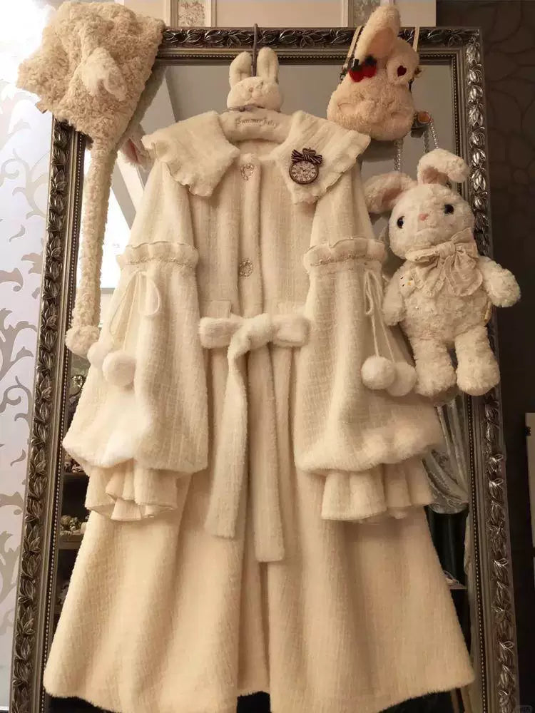 Sweetheart Dream Machine - Winter Sunlight - Fleece-lined winter coat with a rounded collar
